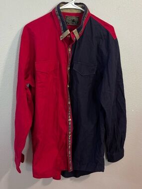 Vintage 90’s Spindle River Classics Western Color Block Shirt Red Navy Southwest
